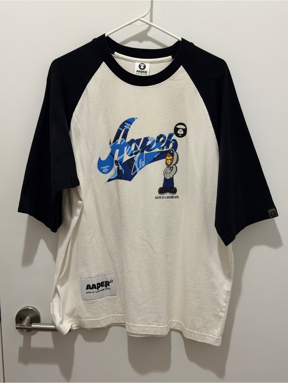 White & Black Raglan Short Sleeve Tee